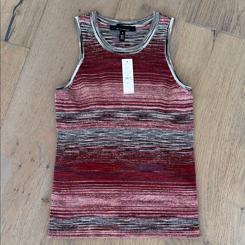 White House Black Market Red and Gray Striped Tank Top